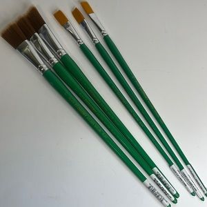 Golden nylon and golden talkon long handle paint brushes, set of six total